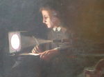 Jeremiah Horrocks pozorouje přechod Venuše. Kresba 1903 Autor: J. W. Lavender, Astley Hall Museum & Art Gallery