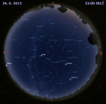  Mapa oblohy 26. června 2013 ve 23 hodin SELČ. Data: Stellarium Autor: Martin Gembec