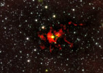 rodící se hvězda v nitru temného oblaku SDC 335.579-0.292 - eso1331 Autor: ALMA (ESO/NRAJ/NRAO)/NASA/Spitzer/JPL-Caltech/GLIMPSE