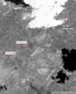 Snímek Bajkonuru z izraelského satelitu, ukazující zřetelně spálené místo dopadu trosek Autor: RussianSpaceWeb.com