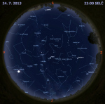 Mapa oblohy 24. července 2013 ve 23 hodin SELČ. Data: Stellarium Autor: Martin Gembec