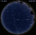 Mapa oblohy 7. srpna 2013 ve 22 hodin SELČ. Data: Stellarium Autor: Martin Gembec