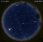 Mapa oblohy 21. srpna 2013 ve 22 hodin SELČ. Data: Stellarium Autor: Martin Gembec