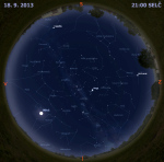 Mapa oblohy 18. září 2013 ve 21 hodin SELČ. Data: Stellarium Autor: Martin Gembec