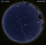 Mapa oblohy 25. září 2013 ve 20 hodin SELČ. Data: Stellarium Autor: Martin Gembec