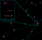 Kometa ISON, Mars a Regulus 15.10.2013, data: Guide 9 Autor: Martin Gembec