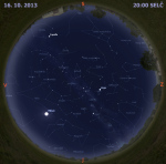 Mapa oblohy 16. října 2013 ve 20 hodin SELČ. Data: Stellarium Autor: Martin Gembec