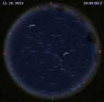 Mapa oblohy 23. října 2013 ve 20 hodin SELČ. Data: Stellarium Autor: Martin Gembec