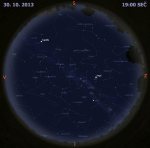 Mapa oblohy 30. října 2013 v 19 hodin SEČ. Data: Stellarium Autor: Martin Gembec