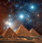 Pyramidy a pás Orionu. Autor: Neznámý autor.