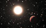 Představa exoplanety obíhající kolem hvězdy ve hvězdokupě M 67 - eso1402 Autor: ESO/L. Calçada
