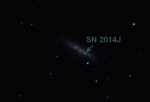Supernova SN 2014J v galaxii M 82. Autor: Martin Gembec