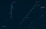 Komety Lovejoy a LINEAR v 5. týdnu 2014 na ranní obloze. Mapka pomocí programu Guide Autor: Martin Gembec