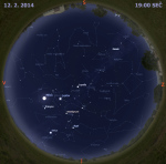 Mapa oblohy 12. února 2013 v 19 hodin SEČ. Data: Stellarium Autor: Martin Gembec