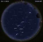 Mapa oblohy 26. února 2014 v 19 hodin SEČ. Data: Stellarium Autor: Martin Gembec