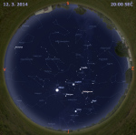 Mapa oblohy 12. března 2014 ve 20 hodin SEČ. Data: Stellarium Autor: Martin Gembec