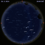 Mapa oblohy 26. března 2014 ve 20 hodin SEČ. Data: Stellarium Autor: Martin Gembec