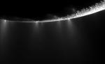 Výtrysky z jižního pólu Enceladu fotografované 21. 11. 2009 Autor: NASA/JPL/Space Science Institute