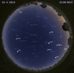 Mapa oblohy 16. dubna 2014 ve 22 hodin SELČ. Data: Stellarium Autor: Martin Gembec