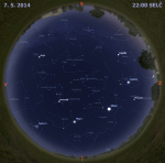 Mapa oblohy 7. května 2014 ve 22 hodin SELČ. Data: Stellarium Autor: Martin Gembec