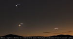 Měsíc, Merkur a Jupiter v sobotu 31. května večer. Stellarium, Ľubomír Leňko Autor: Martin Gembec