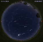 Mapa oblohy 11. června 2014 ve 23 hodin SELČ. Data: Stellarium Autor: Martin Gembec