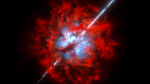 představa okolí gama záblesku GRB 020819B založená na datech ALMA - eso1418 Autor: NAOJ