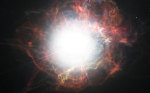 představa vzniku prachu v okolí supernovy - eso1421 Autor: ESO/M. Kornmesser