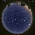 Mapa oblohy 30. července 2014 ve 22 hodin SELČ. Data: Stellarium Autor: Martin Gembec