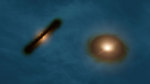 protoplanetární disky kolem složek mladé dvojhvězdy HK Tauri - eso1423 Autor: R. Hurt (NASA/JPL-Caltech/IPAC)