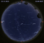 Mapa oblohy 13. srpna 2014 ve 22 hodin SELČ. Data: Stellarium Autor: Martin Gembec