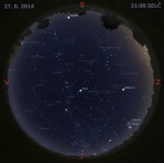 Mapa oblohy 27. srpna 2014 ve 21 hodin SELČ. Data: Stellarium Autor: Martin Gembec