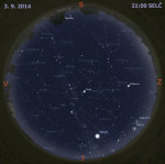 Mapa oblohy 3. září 2014 ve 21 hodin SELČ. Data: Stellarium Autor: Martin Gembec