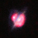 kolidující galaxie ve vzdáleném vesmíru zobrazené gravitační čočkou - eso 1426 Autor: ALMA (ESO/NAOJ/NRAO)/NASA/ESA/W. M. Keck Observatory