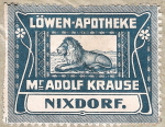 Osobní známka lékarníka Mgr. Adolfa Krause z r. 1922 Autor: Obec Mikulášovice
