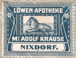 Osobní známka lékarníka Mgr. Adolfa Krause z r. 1922 Autor: Obec Mikulášovice