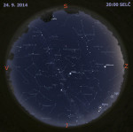 Mapa oblohy 24. září 2014 ve 20:00 SELČ. Data: Stellarium Autor: Martin Gembec