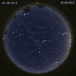 Mapa oblohy 22. října 2014 v 19:00 SELČ. Data: Stellarium Autor: Martin Gembec