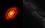 Protoplanetární disk HL Tauri v porovnání s rozměry sluneční soustavy Autor: ALMA (ESO/NAOJ/NRAO)