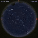 Mapa oblohy 12. listopadu 2014 v 18:00 SEČ. Data: Stellarium Autor: Martin Gembec