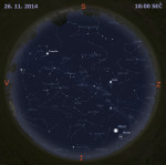 Mapa oblohy 26. listopadu 2014 v 18:00 SEČ. Data: Stellarium Autor: Martin Gembec