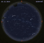 Mapa oblohy 10. prosince 2014 v 18:00 SEČ. Data: Stellarium Autor: Martin Gembec