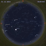 Mapa oblohy 31. prosince 2014 v 18:00 SEČ. Data: Stellarium Autor: Martin Gembec