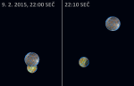 Ganymed zakrývá a zatmívá Io 9.2.2015, data: Guide 9 Autor: Martin Gembec