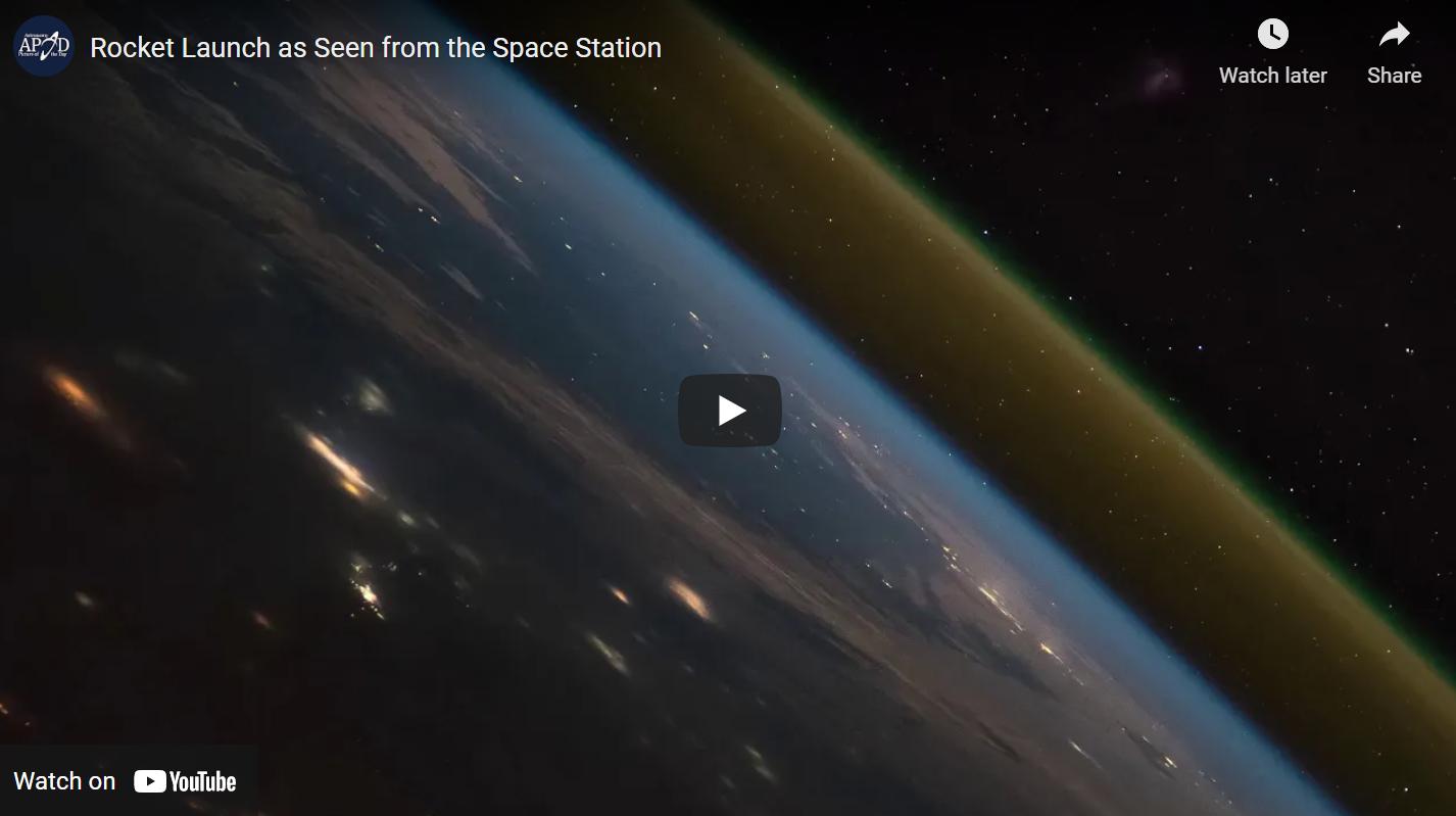 01.04.2021 - Start rakety  jak je vidět z kosmické stanice