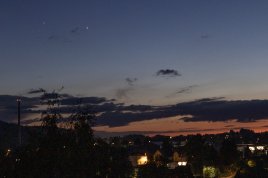 Jupiter s Venuší a Merkur 5. 6. 2026