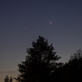 Venuše a Jupiter 7. 6. 2026 ve 22:40 SELČ