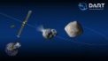 Autor: NASA/Johns Hopkins Applied Physics Laboratory - Umělecké ztvárnění sondy DART a dvojitého asteroidu Didymos a Dimorphos