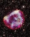 Autor: NASA/CXC/GSFC/B. J. Williams et al.; NASA/ESA/STScI - Fotografie pozůstatku supernovy s označením SNR 0519-69.0, kombinace dat z rentgenové a viditelné části spektra
