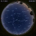 Autor: Martin Gembec - Mapa oblohy 31. července 2013 ve 22 hodin SELČ. Data: Stellarium